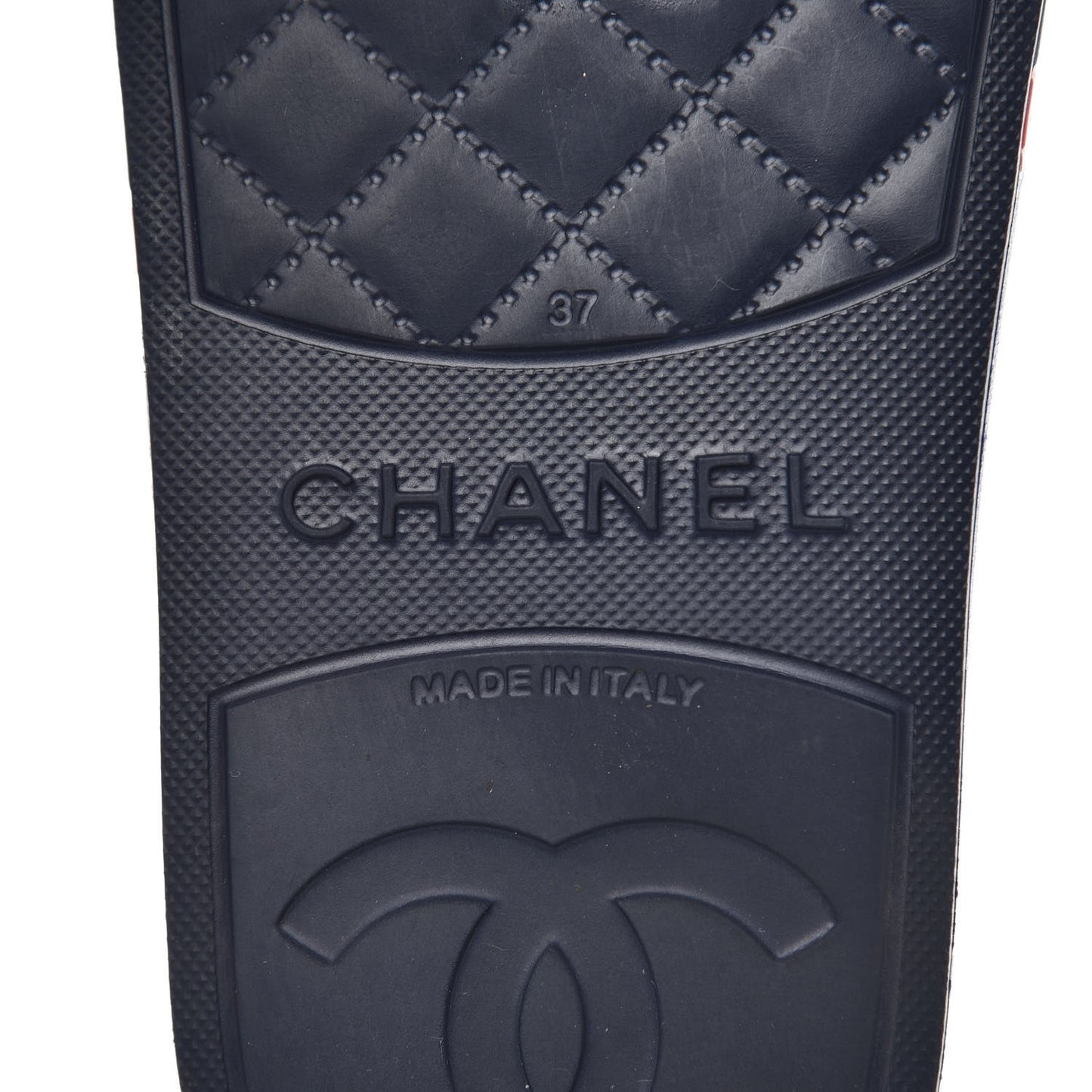 Rubber CC Flat Slide Sandals 37 Pink Red