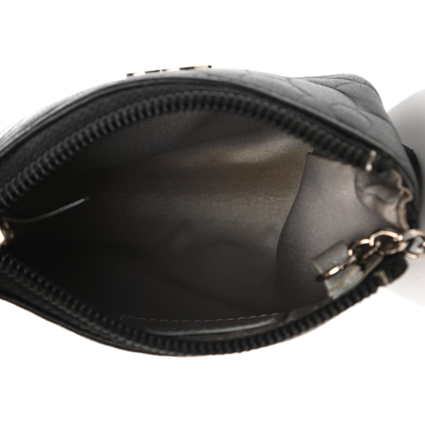 Lambskin Camellia Embossed Key Holder Case Black