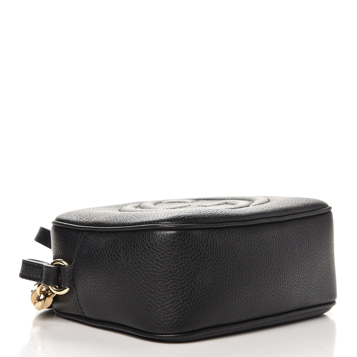 Pebbled Calfskin Small Soho Disco Bag Black