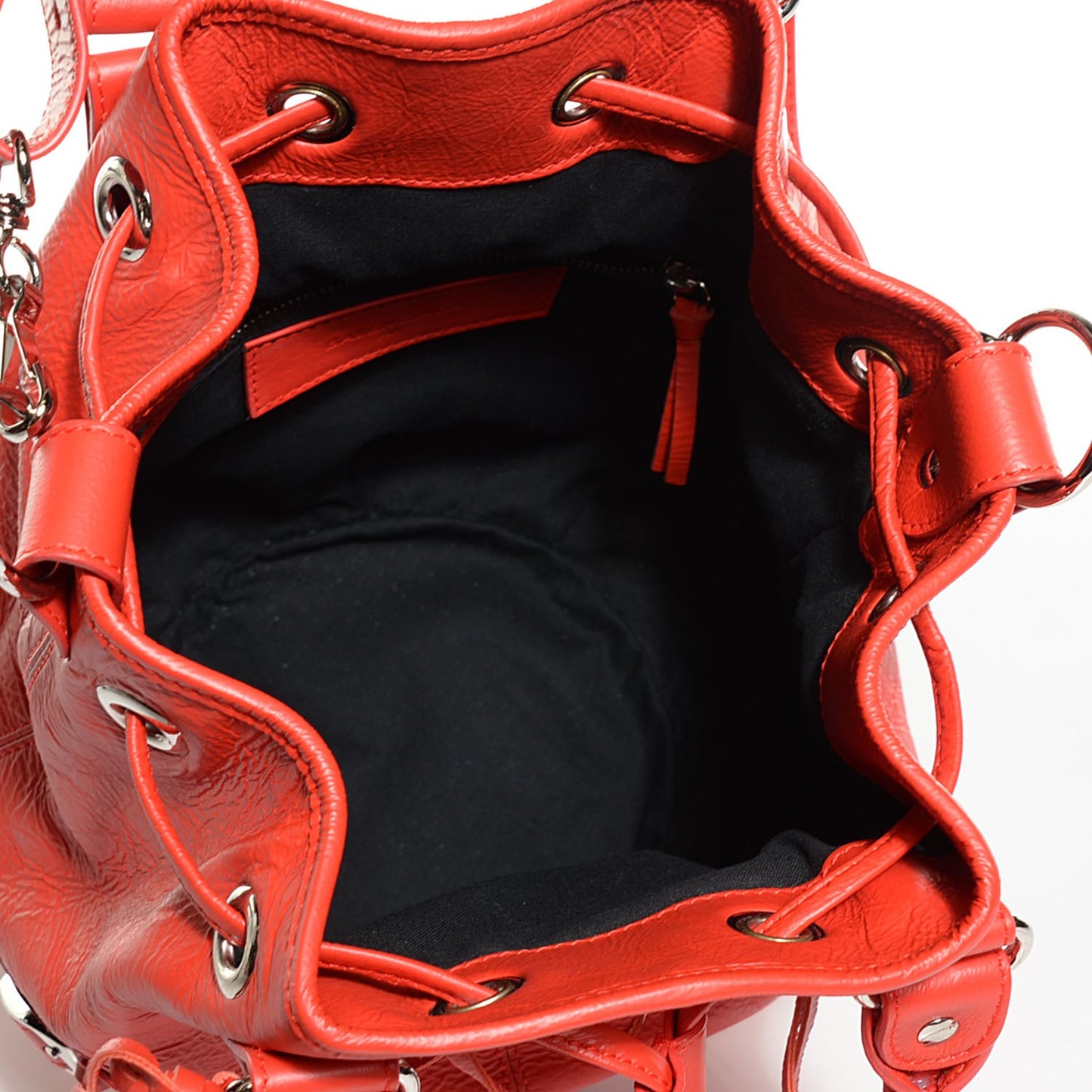 Matte Goatskin Rubber Covered Classic Hardware Mini Pompon Rouge Coquelicot Rouge Braise