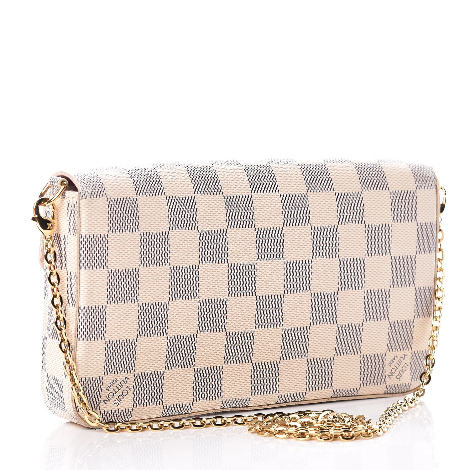Louis Vuitton Damier Azur Pochette Felicie Chain Wallet Rose Ballerine 3 of 16