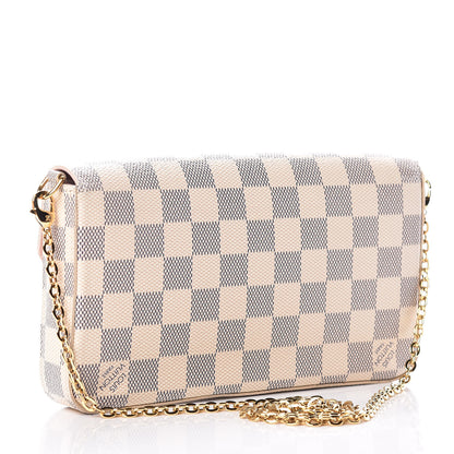 Louis Vuitton Damier Azur Pochette Felicie Chain Wallet Rose Ballerine 3 of 16