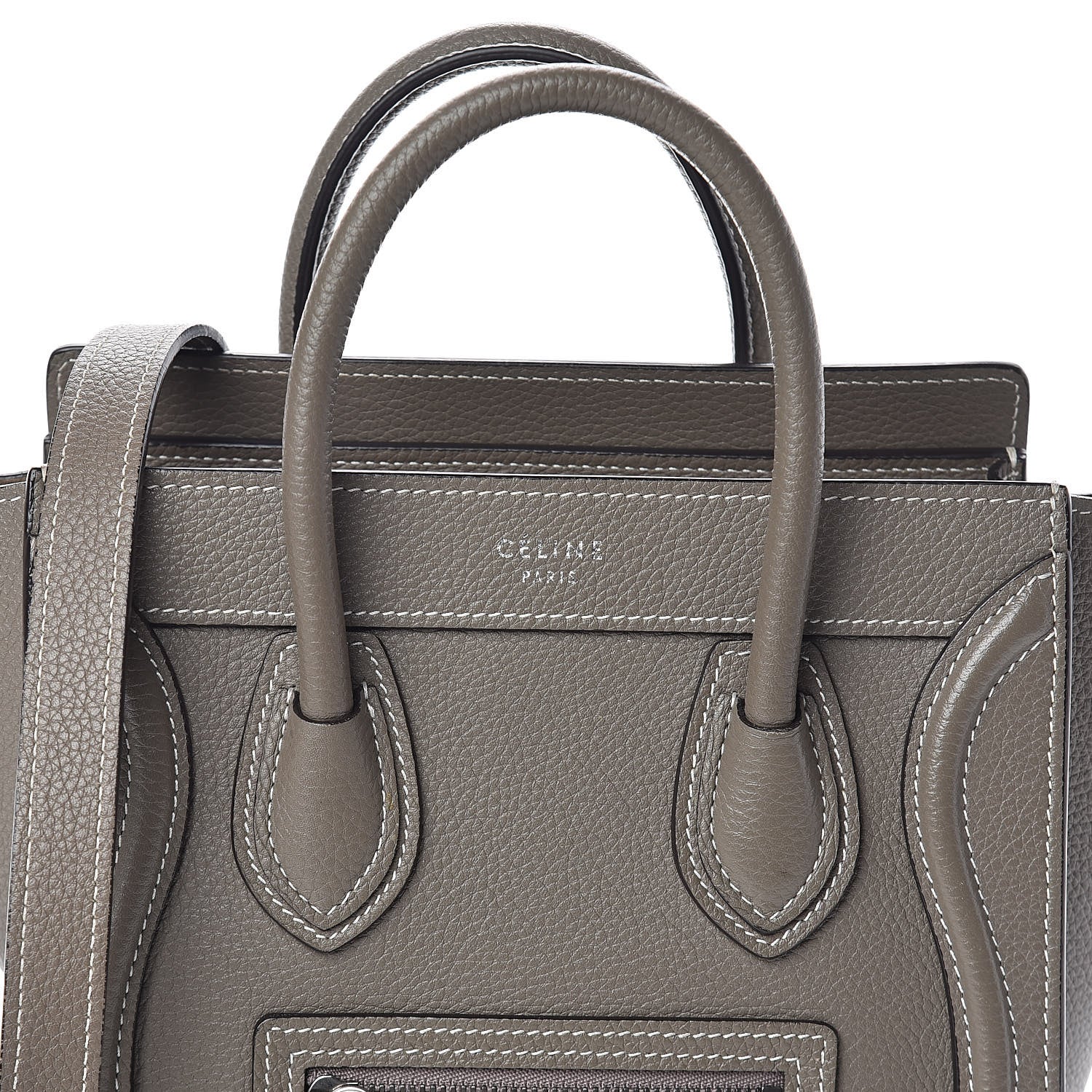 Celine Drummed Calfskin Nano Luggage Souris 7 of 9