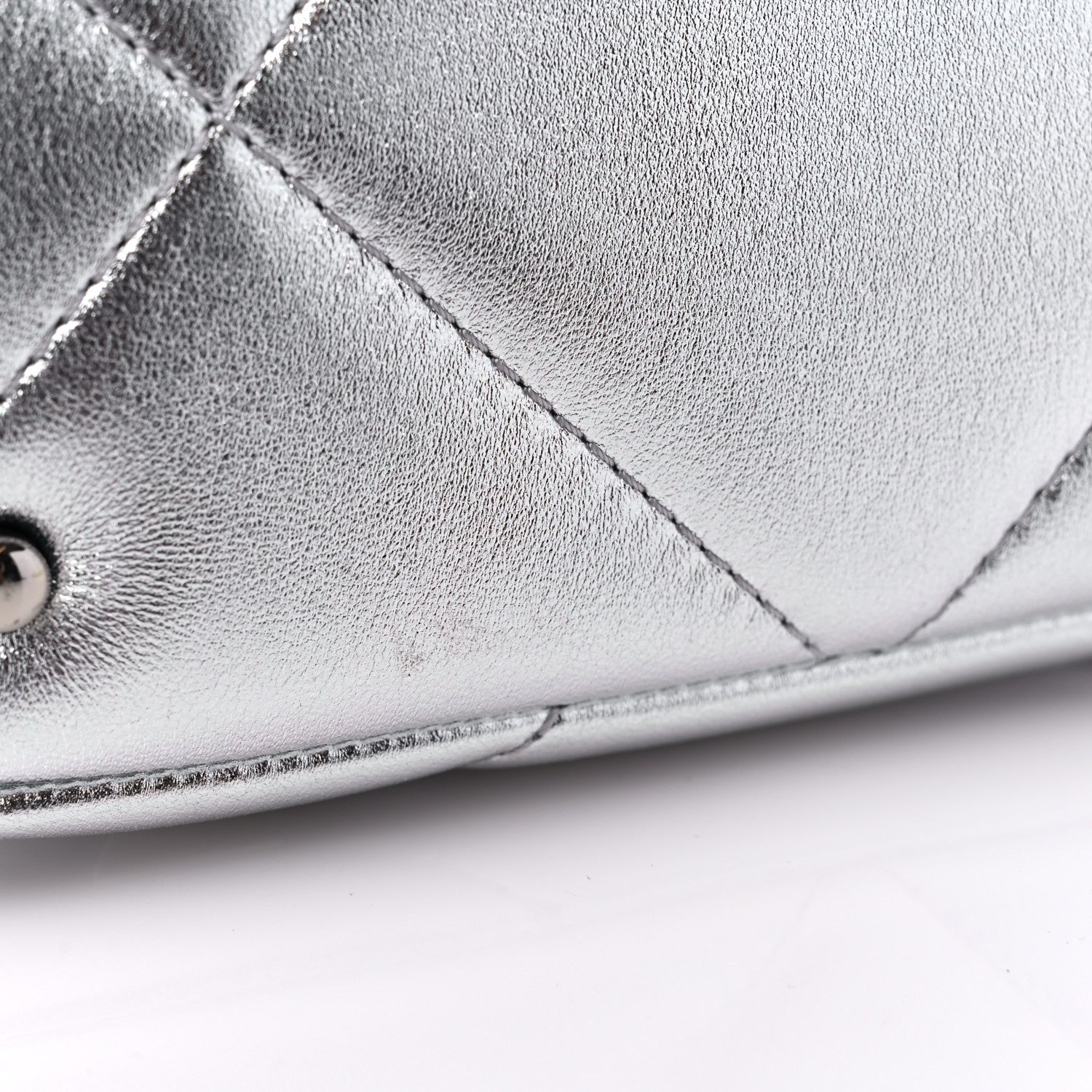 Valentino Garavani Metallic Nappa Small Roman Stud The Handle Bag Silver 9 of 9