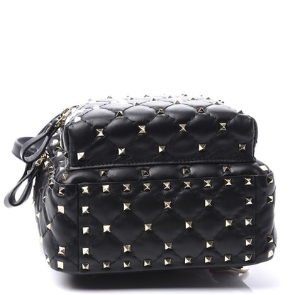 Valentino Garavani Lambskin VLTN Print Quilted Mini Rockstud Spike Backpack Black 3 of 8