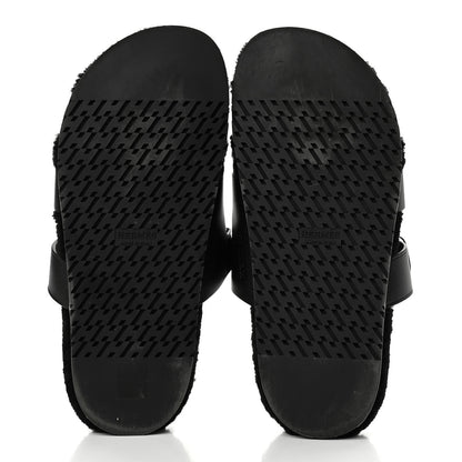 Hermes Calfskin Woolskin Womens Chypre Sandals 40 Black 5 of 11