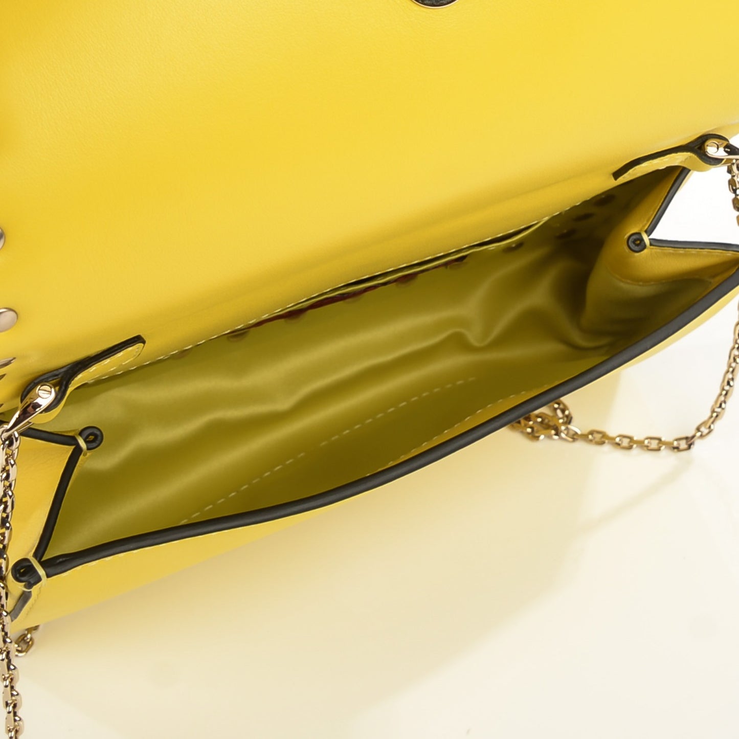 Vitello Small Rockstud Chain Flap Crossbody Bag Naples Yellow