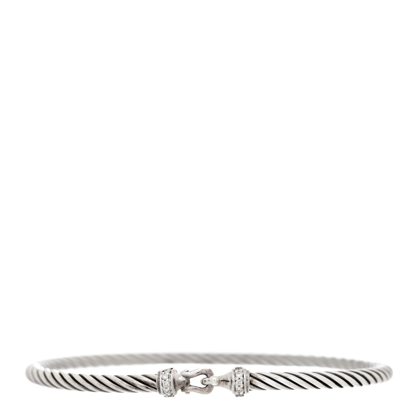 Sterling Silver Diamond 3mm Cable Buckle Bracelet