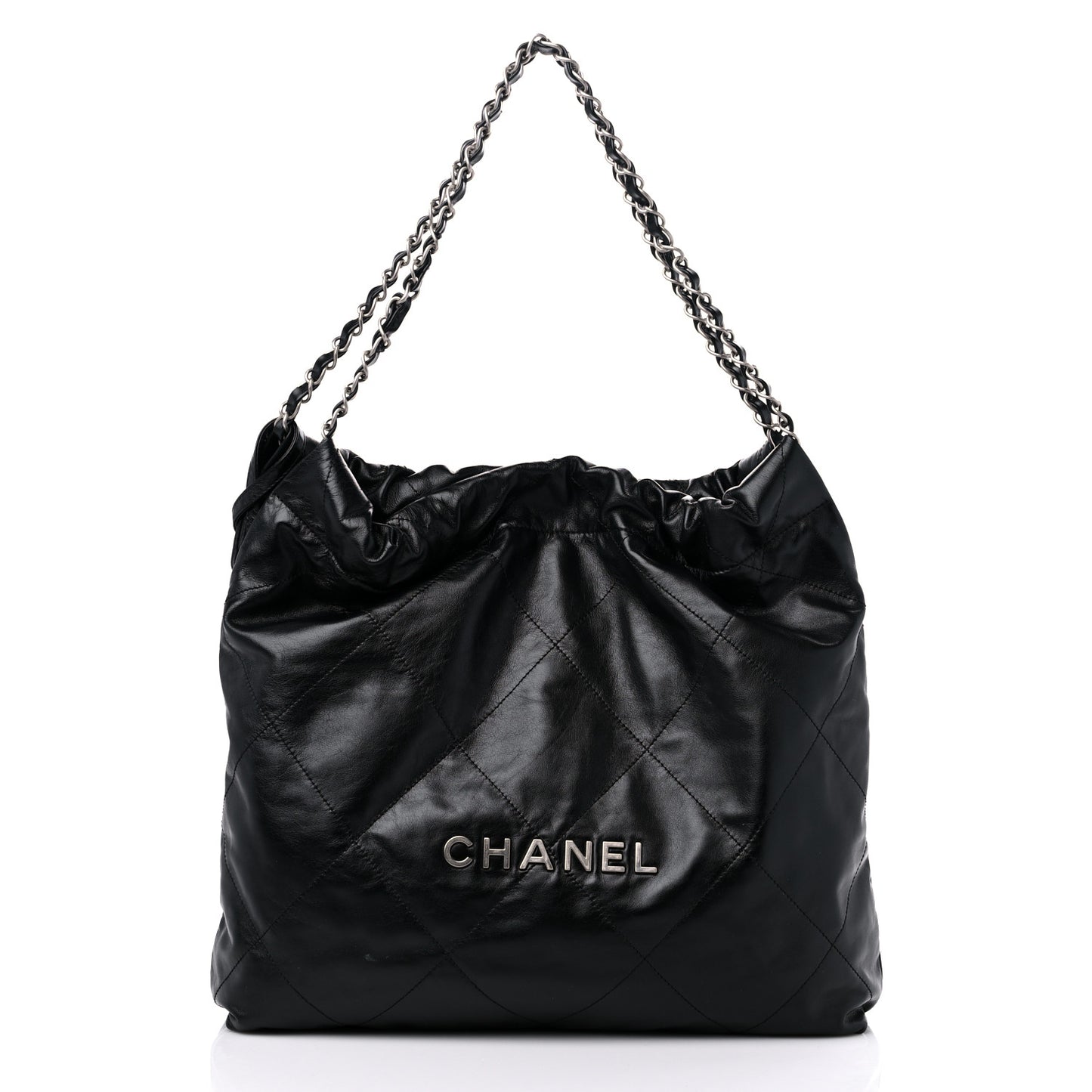 Shiny Calfskin Quilted Chanel 22 Black