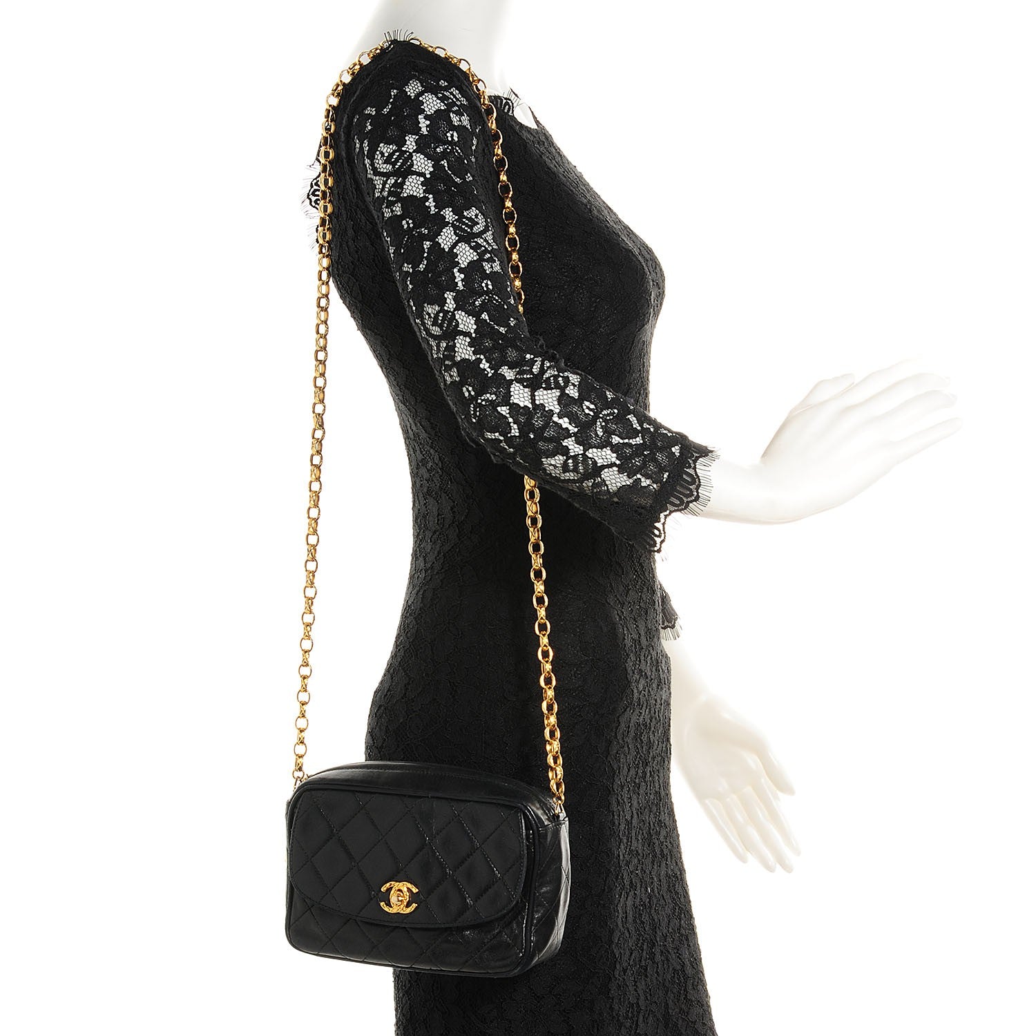 Chanel Lambskin Quilted Camera Case Black 2 of 9