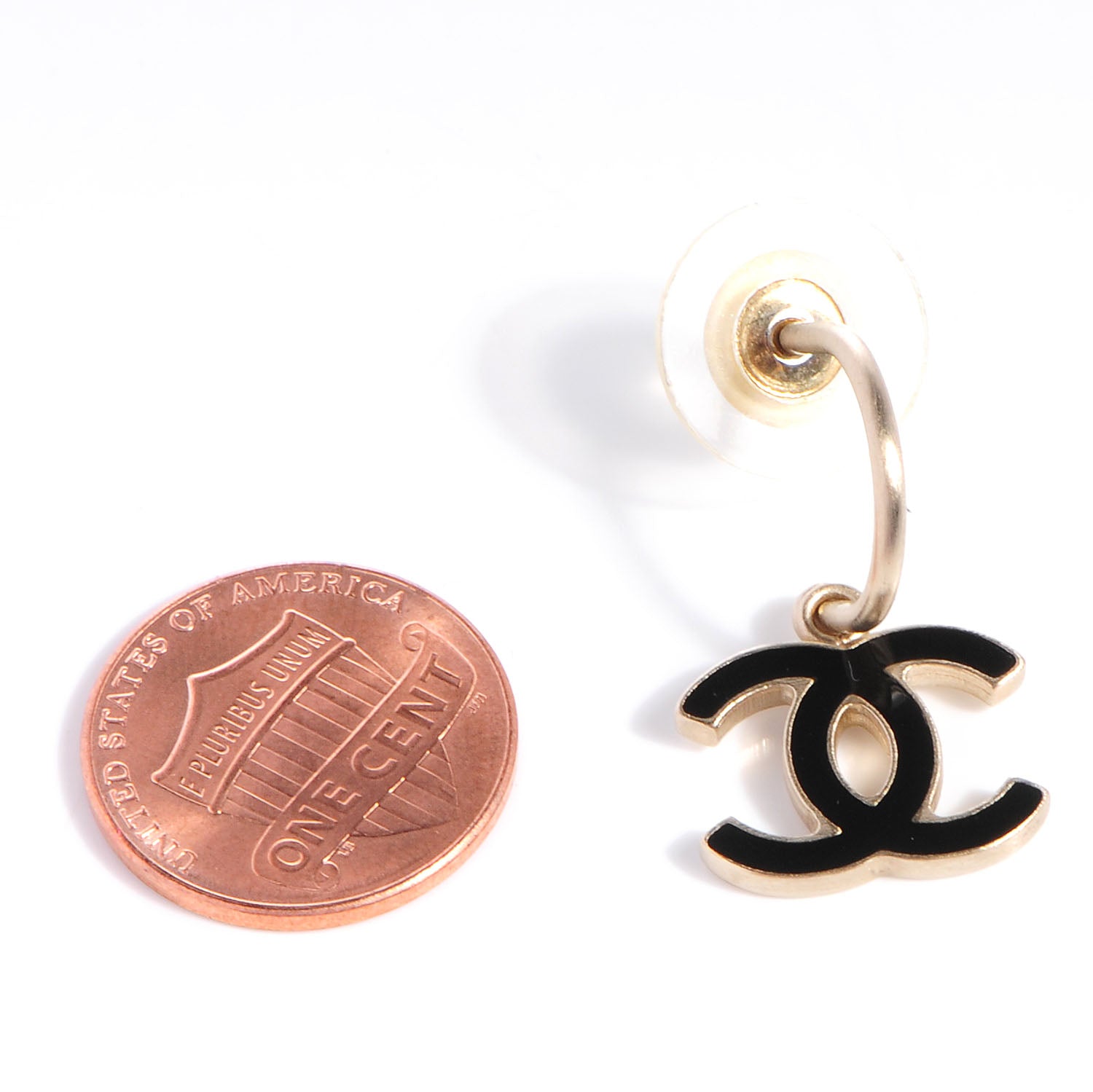 Chanel Enamel CC Earrings Gold Black 2 of 5