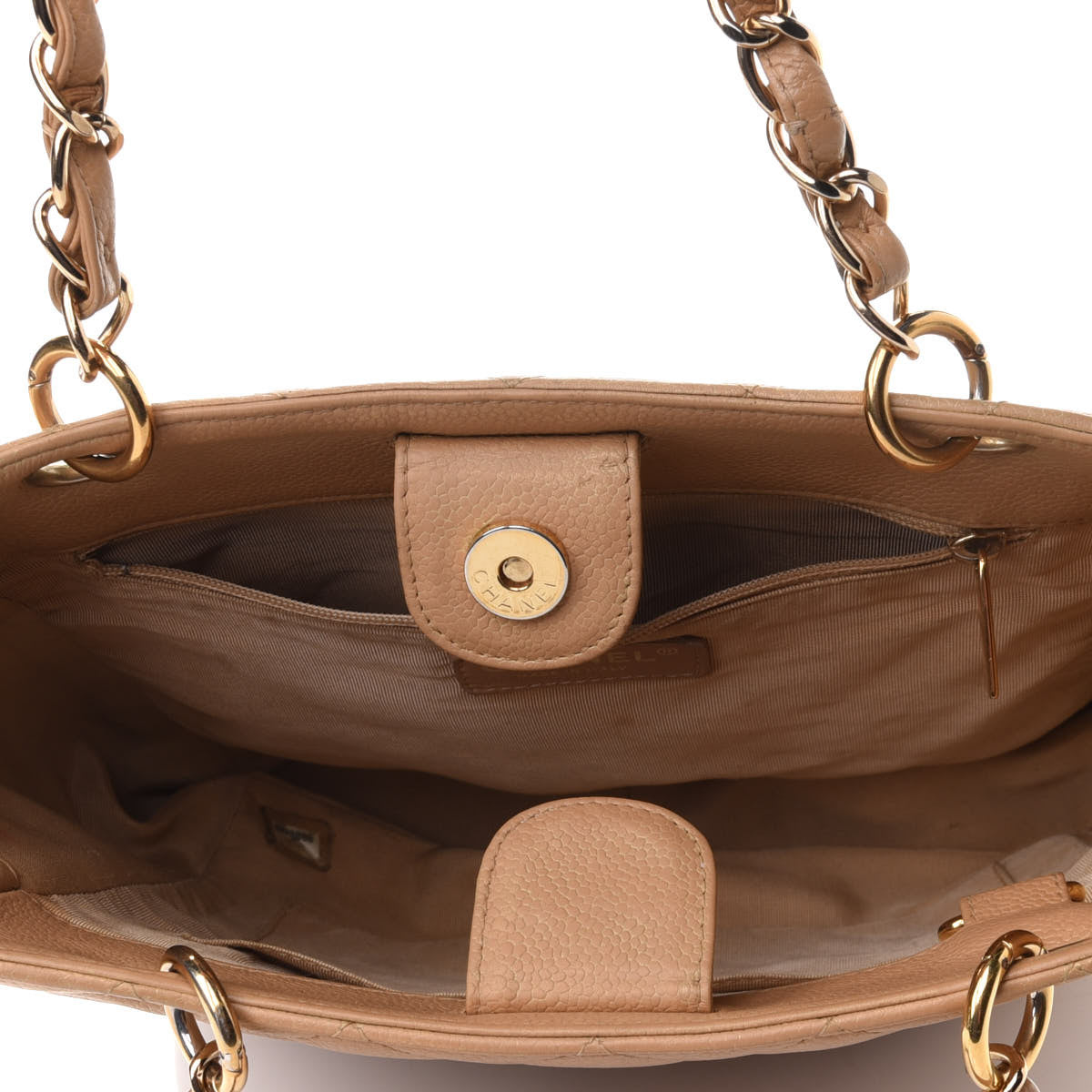 Chanel Caviar Quilted Petit Shopping Tote PST Beige 4 of 4