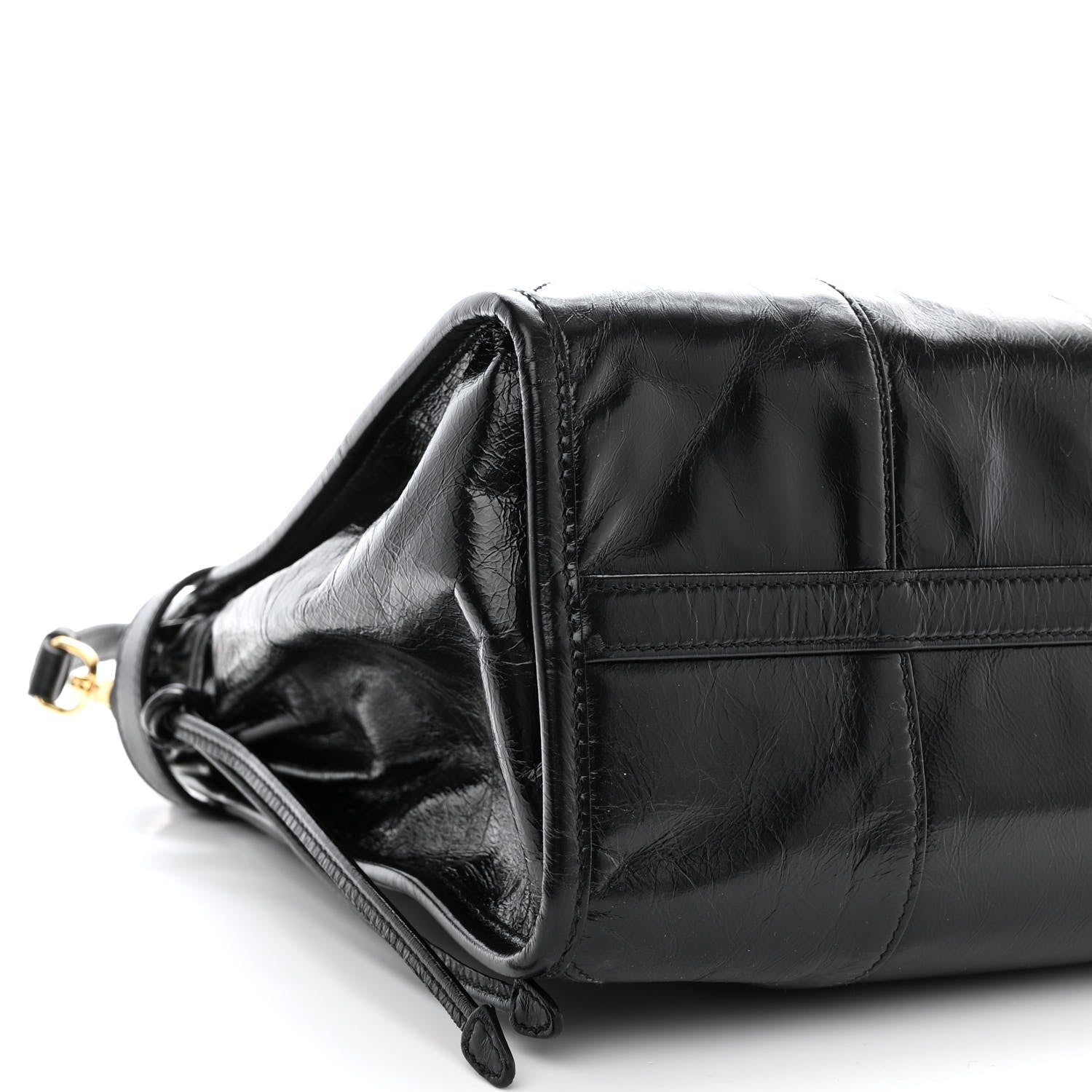 Prada Glossy Calfskin Triangle Large Bonnie Shoulder Bag Black 9 of 11