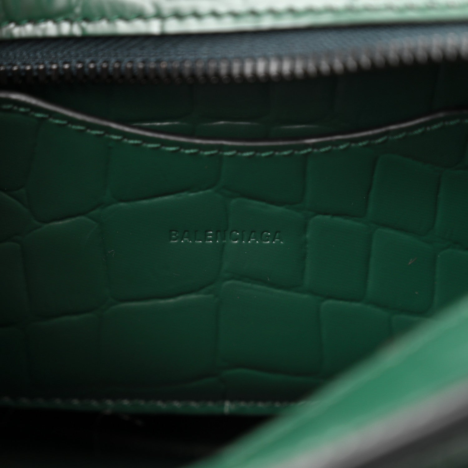 Balenciaga Semi Shiny Calfskin Crocodile Embossed Neo Classic Black Hardware Mini City Forest Green 6 of 14