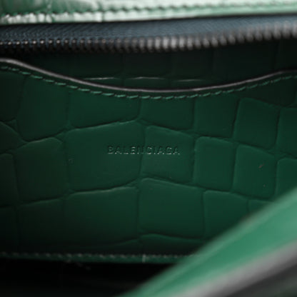 Balenciaga Semi Shiny Calfskin Crocodile Embossed Neo Classic Black Hardware Mini City Forest Green 6 of 14