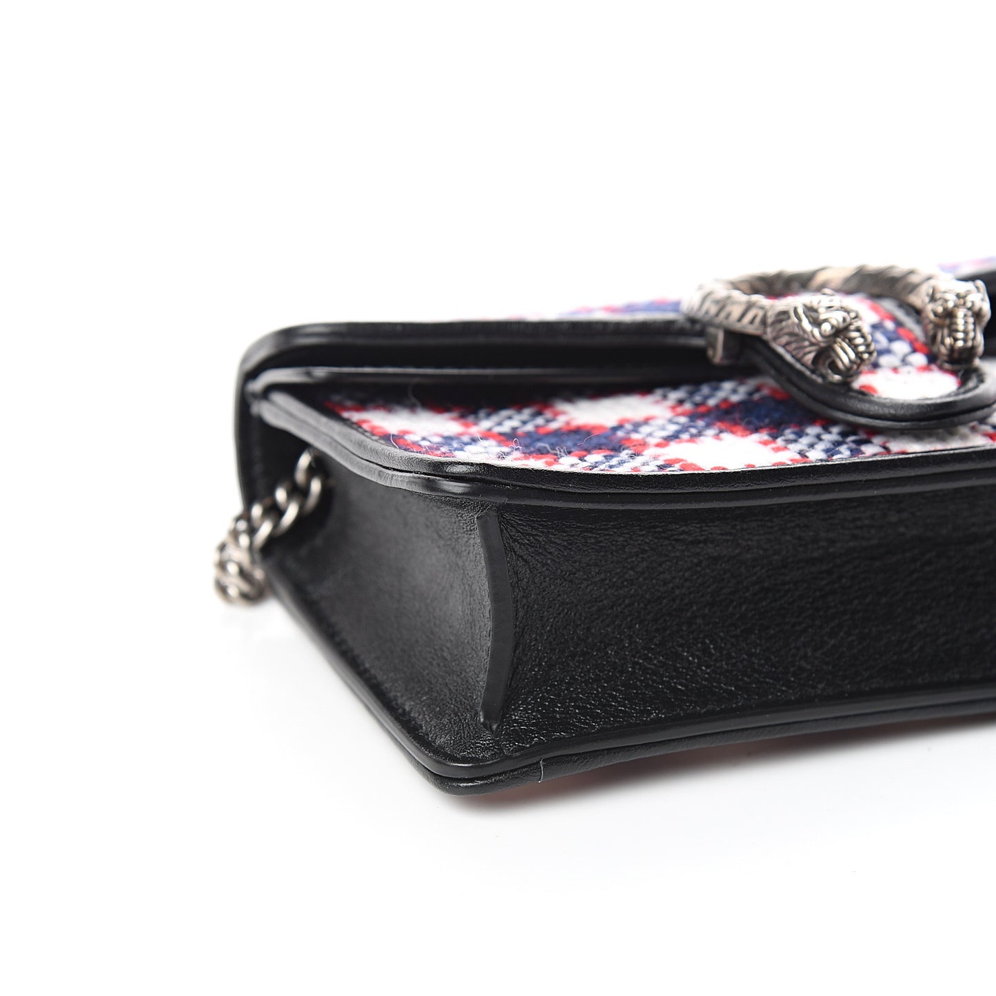Vintage Tweed Check Super Mini Dionysus Shoulder Bag White Hibiscus Red Marine
