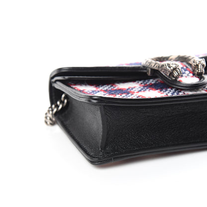 Gucci Vintage Tweed Check Super Mini Dionysus Shoulder Bag White Hibiscus Red Marine 6 of 8