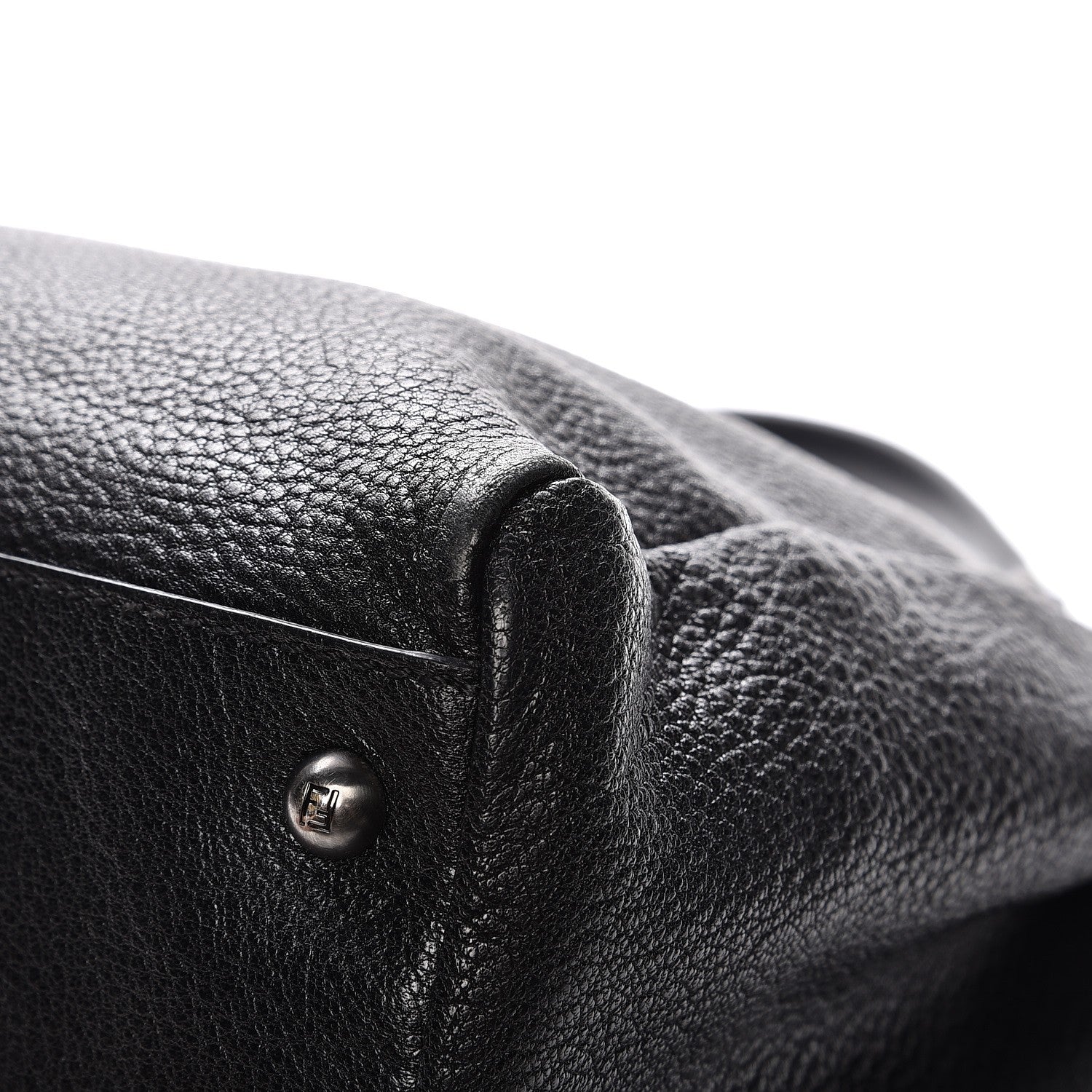 Fendi Goatskin Zucca Large Peekaboo Iconic Satchel Black Tobacco 12 of 14