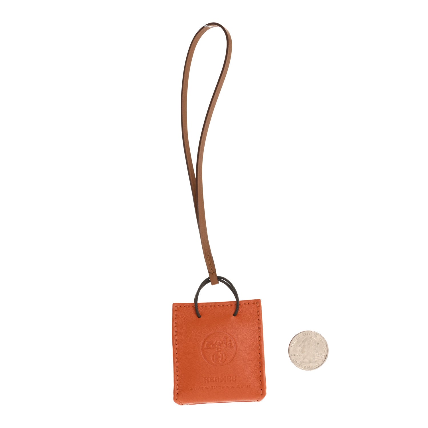 Hermes Milo Lambskin Swift Shopping Bag Charm Feu Gold 2 of 5
