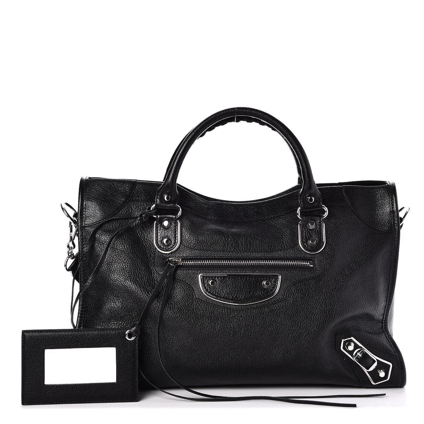 Chevre Silver Metallic Edge Hardware City Black