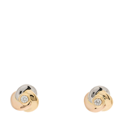 Cartier 18K Pink Yellow White Gold Diamond Trinity Stud Earrings 1 of 5