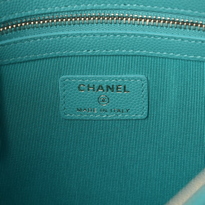 Chanel Iridescent Caviar Quilted Medium Cosmetic Case Turquoise 6 of 7
