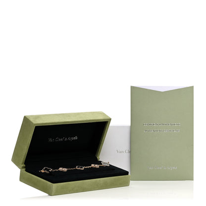 Van Cleef & Arpels 18K Rose Gold Diamond Gray Mother of Pearl 5 Motifs Vintage Alhambra Bracelet 6 of 6