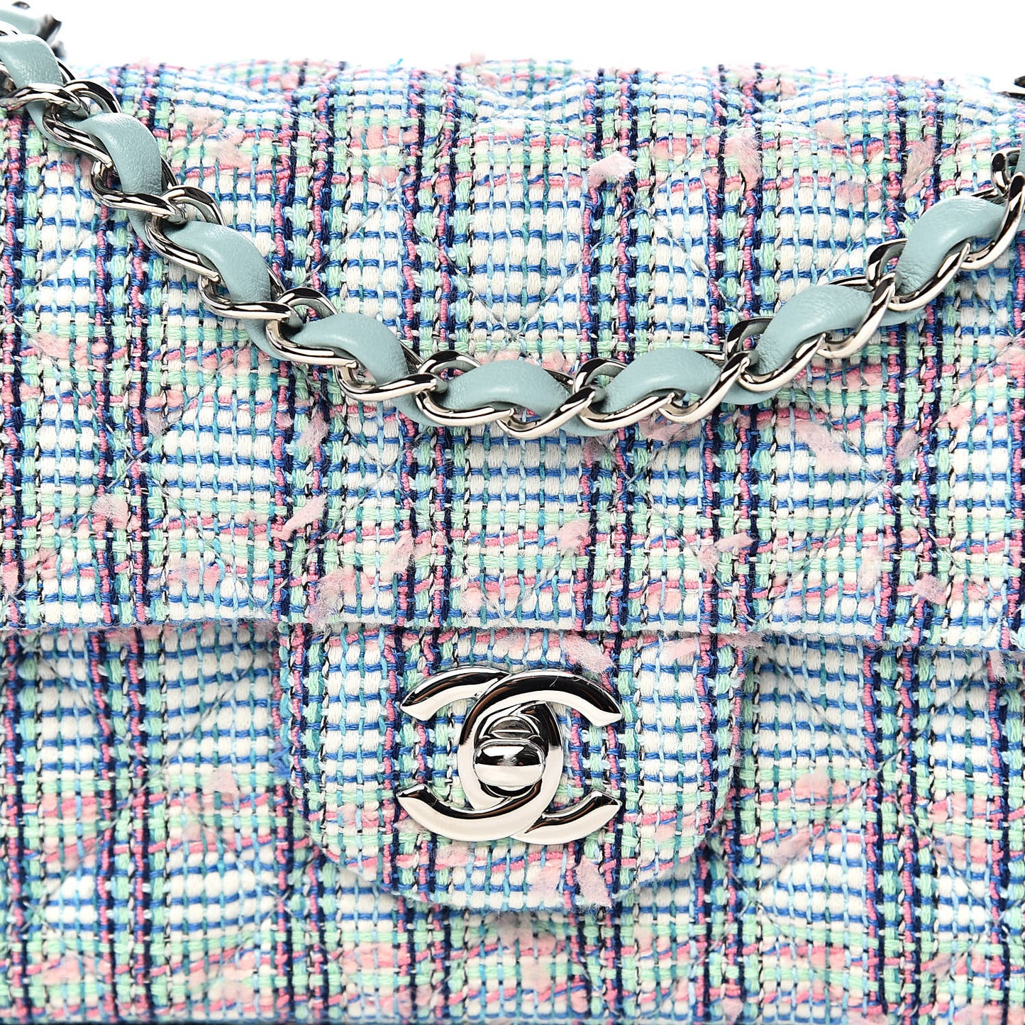 Quilted Mini Rectangular Flap Blue White
