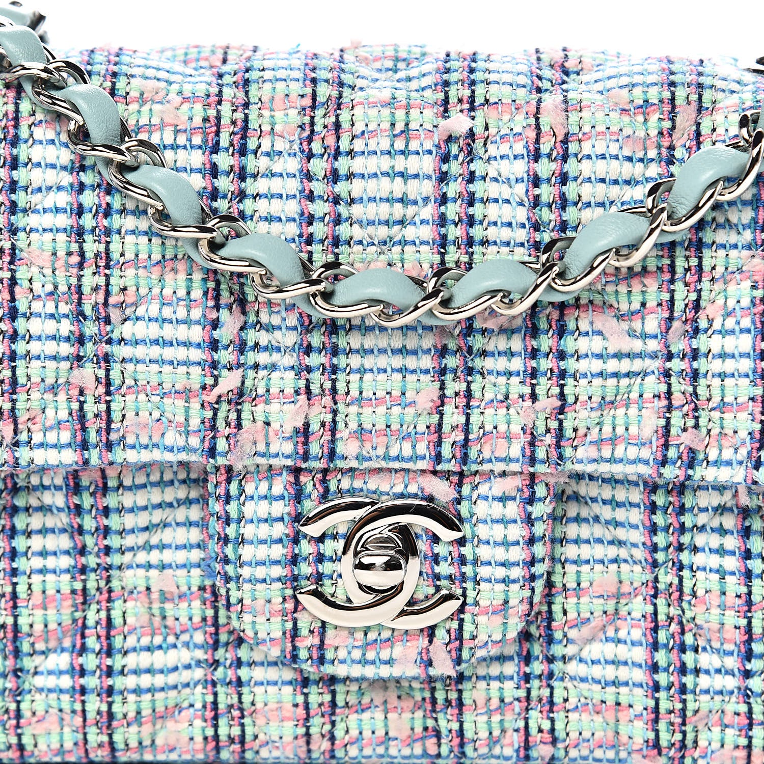 Chanel Quilted Mini Rectangular Flap Blue White 10 of 11