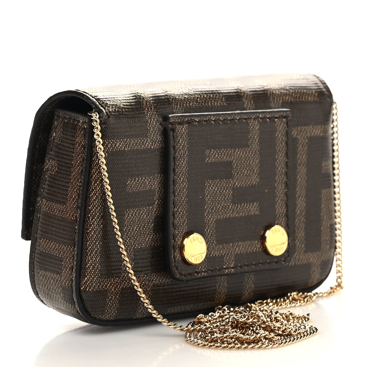 Fendi Glazed Fabric FF 1974 Nano Baguette Belt Charm Mogano Panna 3 of 11