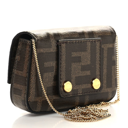 Fendi Glazed Fabric FF 1974 Nano Baguette Belt Charm Mogano Panna 3 of 11
