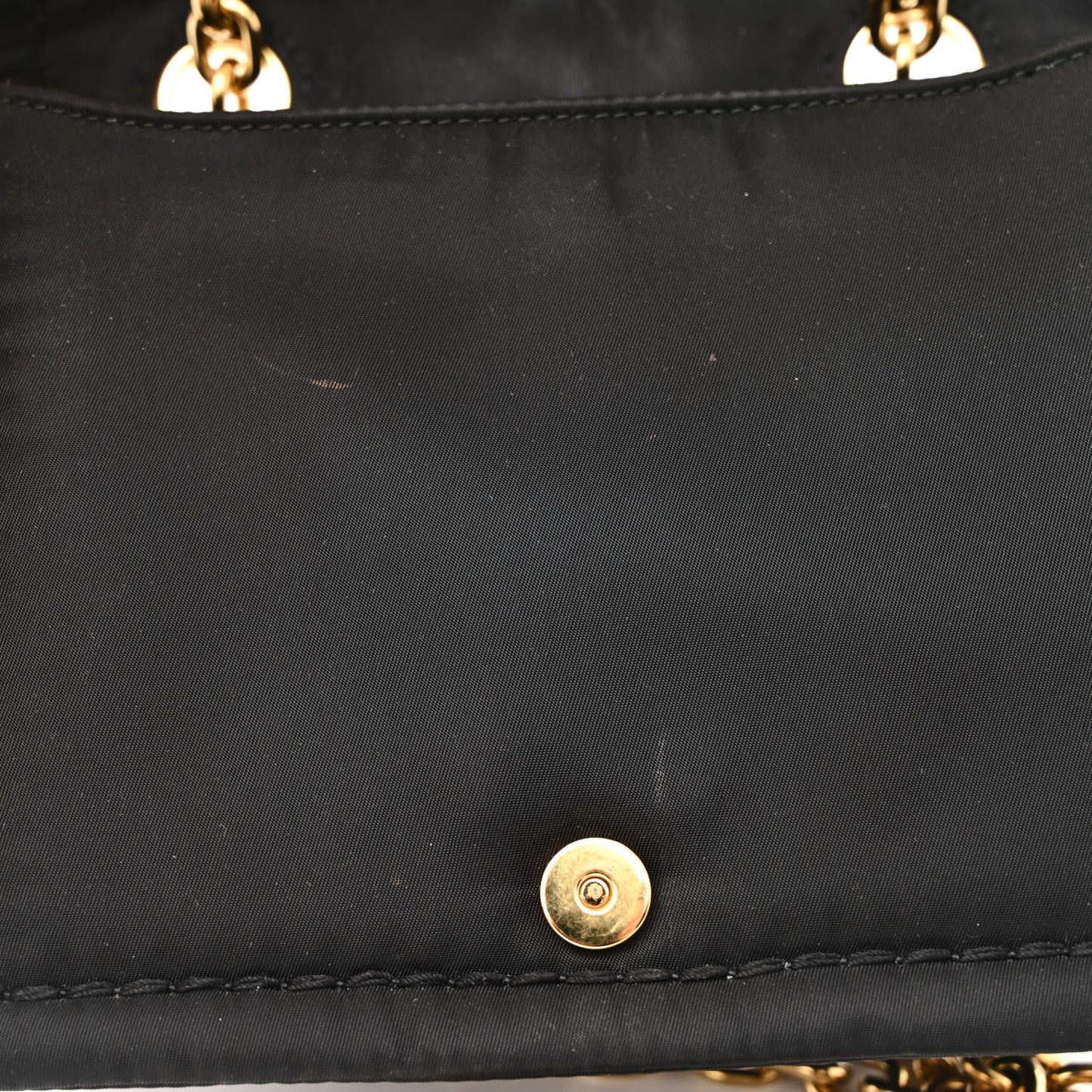 Tessuto Nylon Crystal Chain Flap Shoulder Bag Black