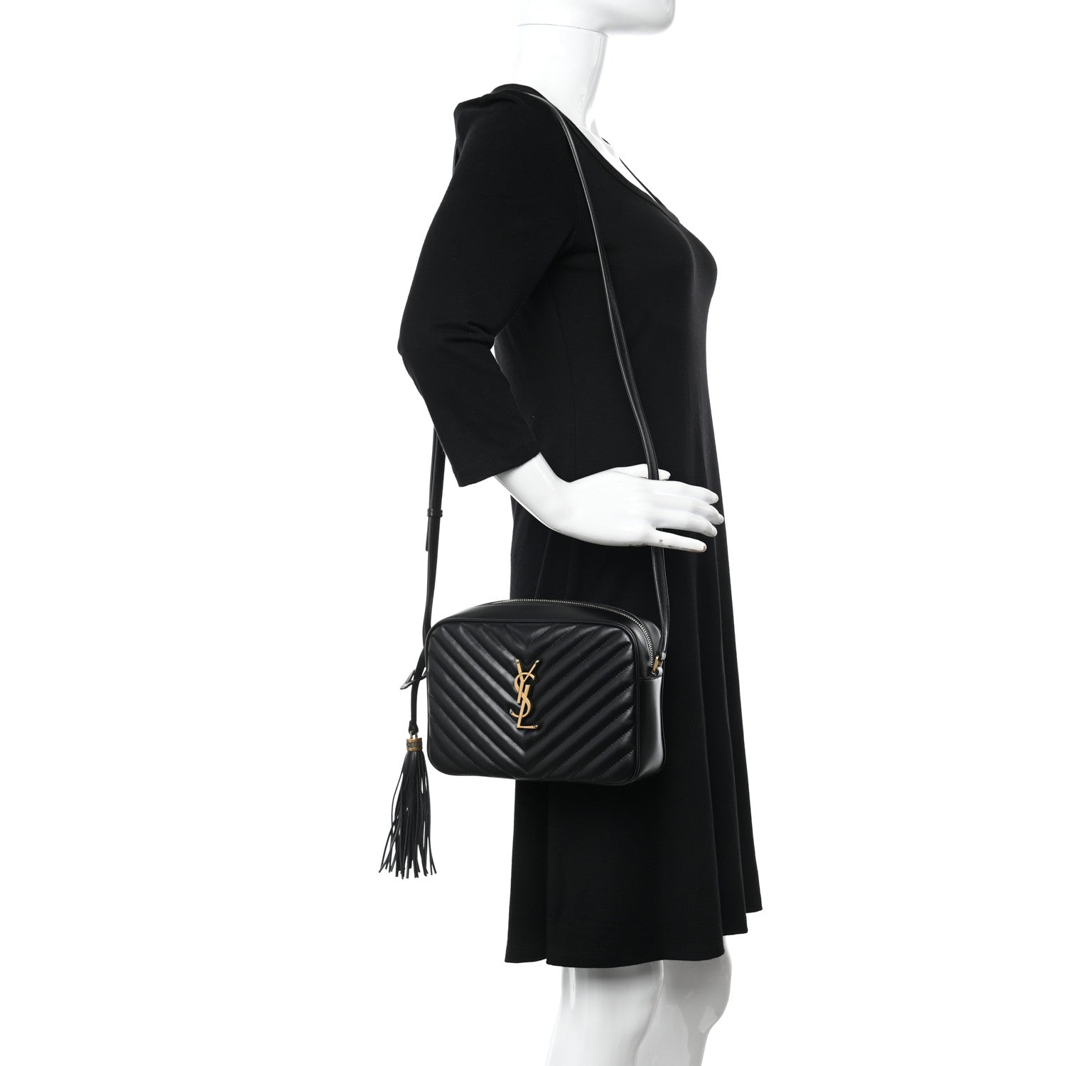 Saint Laurent Calfskin Matelasse Monogram Lou Camera Bag Black 2 of 13