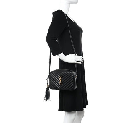 Saint Laurent Calfskin Matelasse Monogram Lou Camera Bag Black 2 of 13