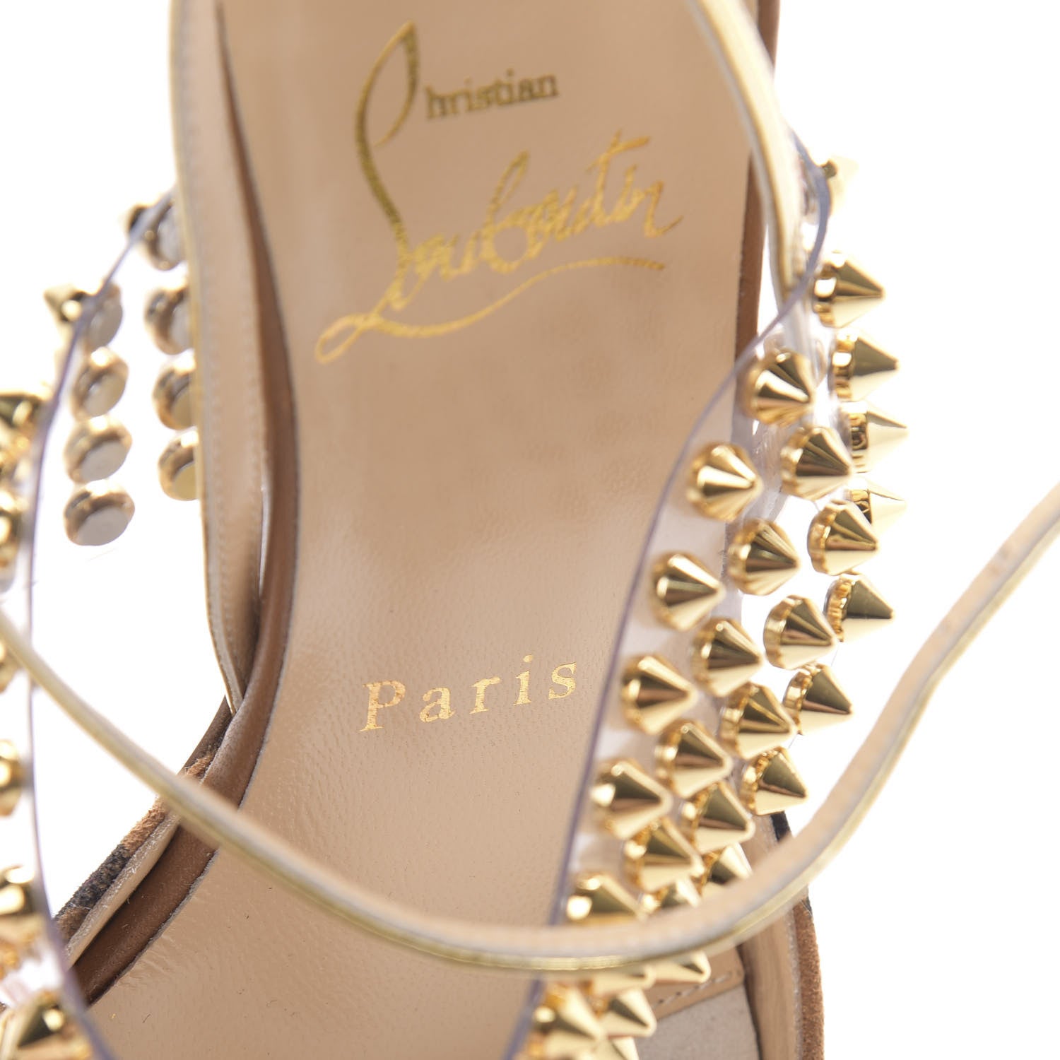 Christian Louboutin Veau Velours PVC Specchio Nappa Leopard Print Levita 55 Pumps 37.5 Caramel 7 of 8
