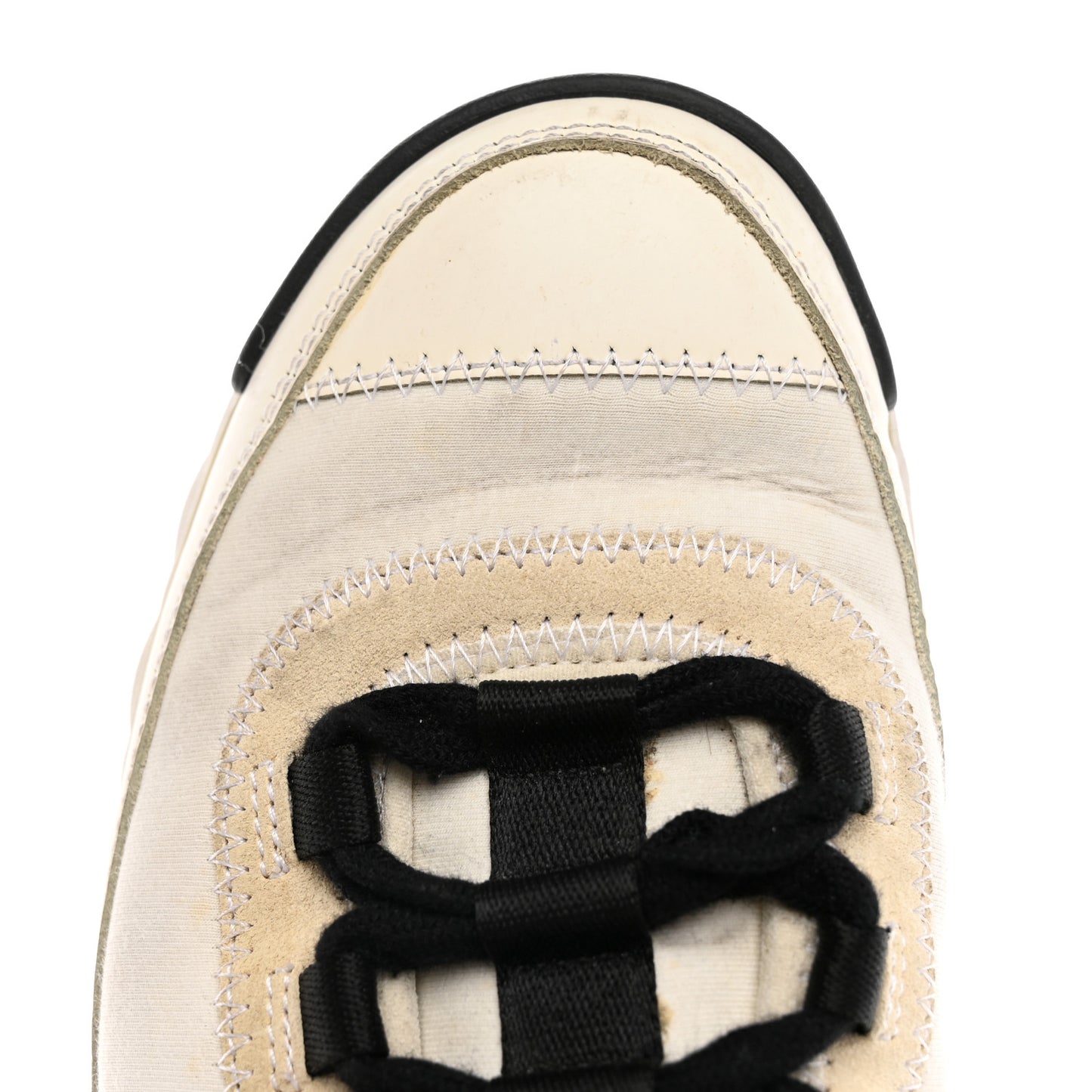 Velvet Calfskin Mixed Fibers CC Sneakers 36 Ivory Black