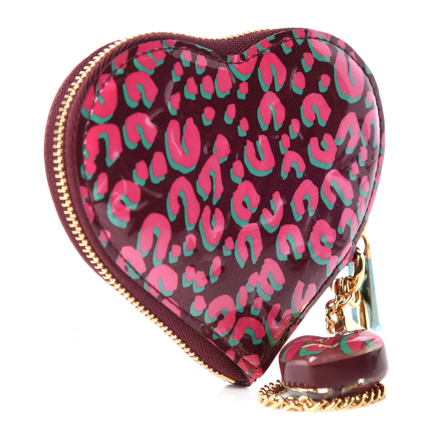 Vernis Leopard Coeur Heart Coin Purse Rouge Fauviste