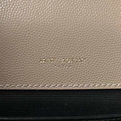 Saint Laurent Grain De Poudre Textured Mixed Matelasse Medium Triquilt Monogram Satchel Dark Beige 5 of 20