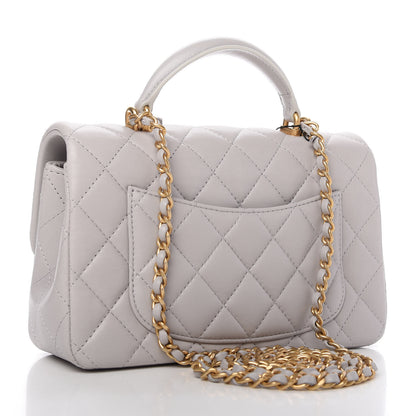 Chanel Lambskin Quilted Mini Top Handle Rectangular Flap Grey 3 of 11