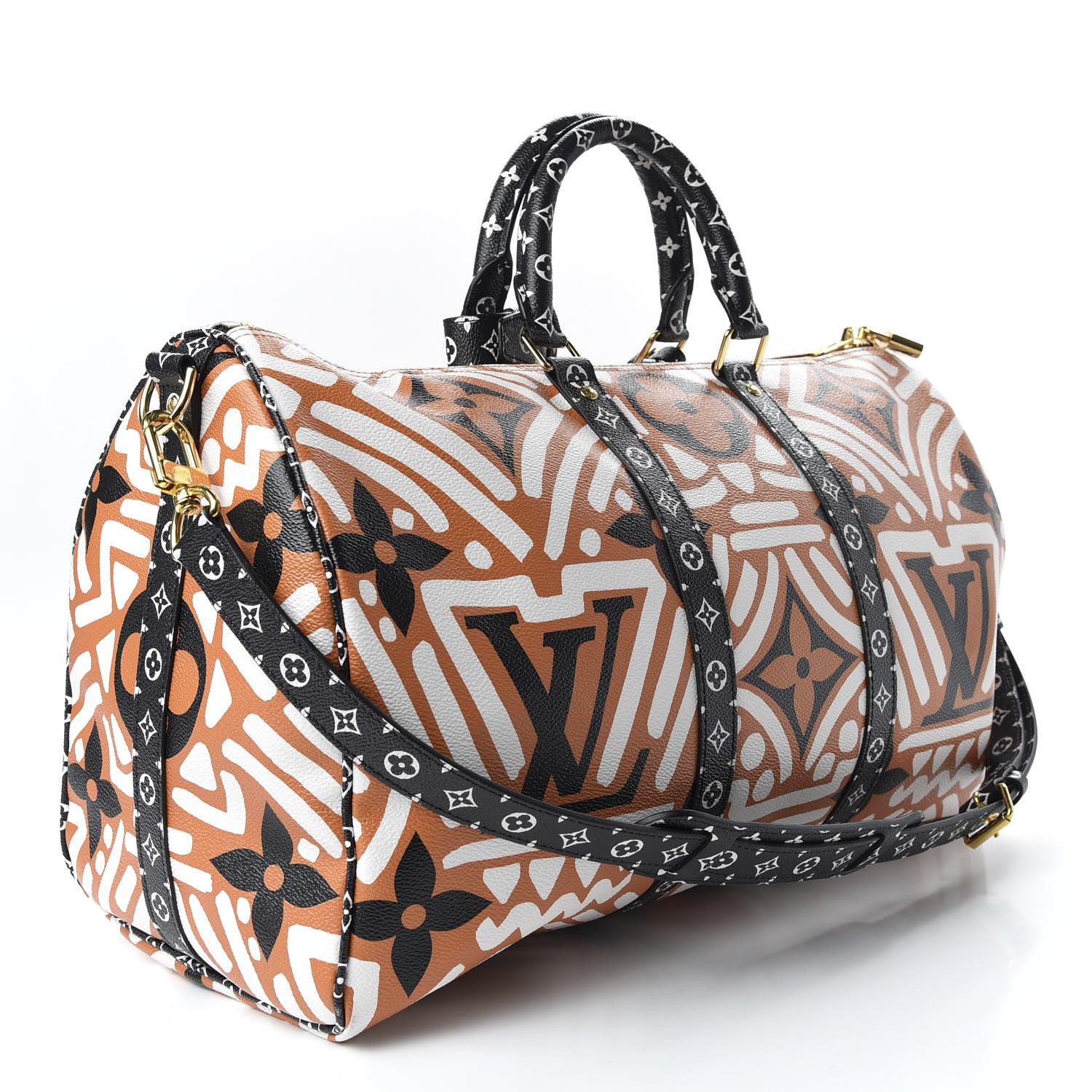 Louis Vuitton Monogram Giant Crafty Keepall Bandouliere 45 Creme Caramel Black 2 of 10