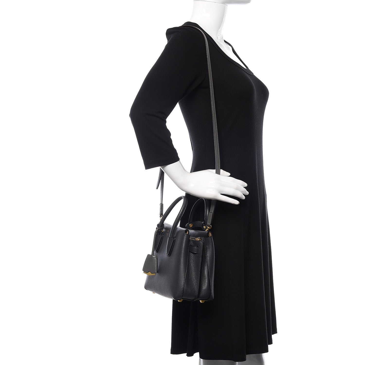 MCM Grained Calfskin Mini Milla Tote Phantom Grey 2 of 12