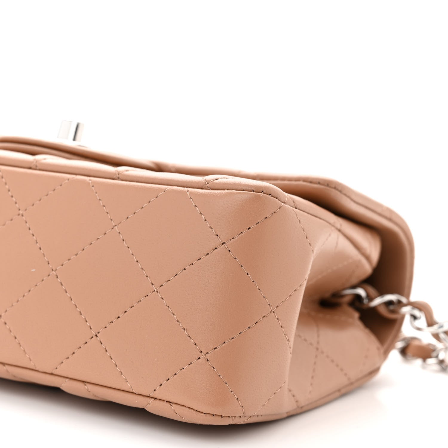 Chanel Lambskin Quilted Mini Rectangular Flap Dark Beige 10 of 11