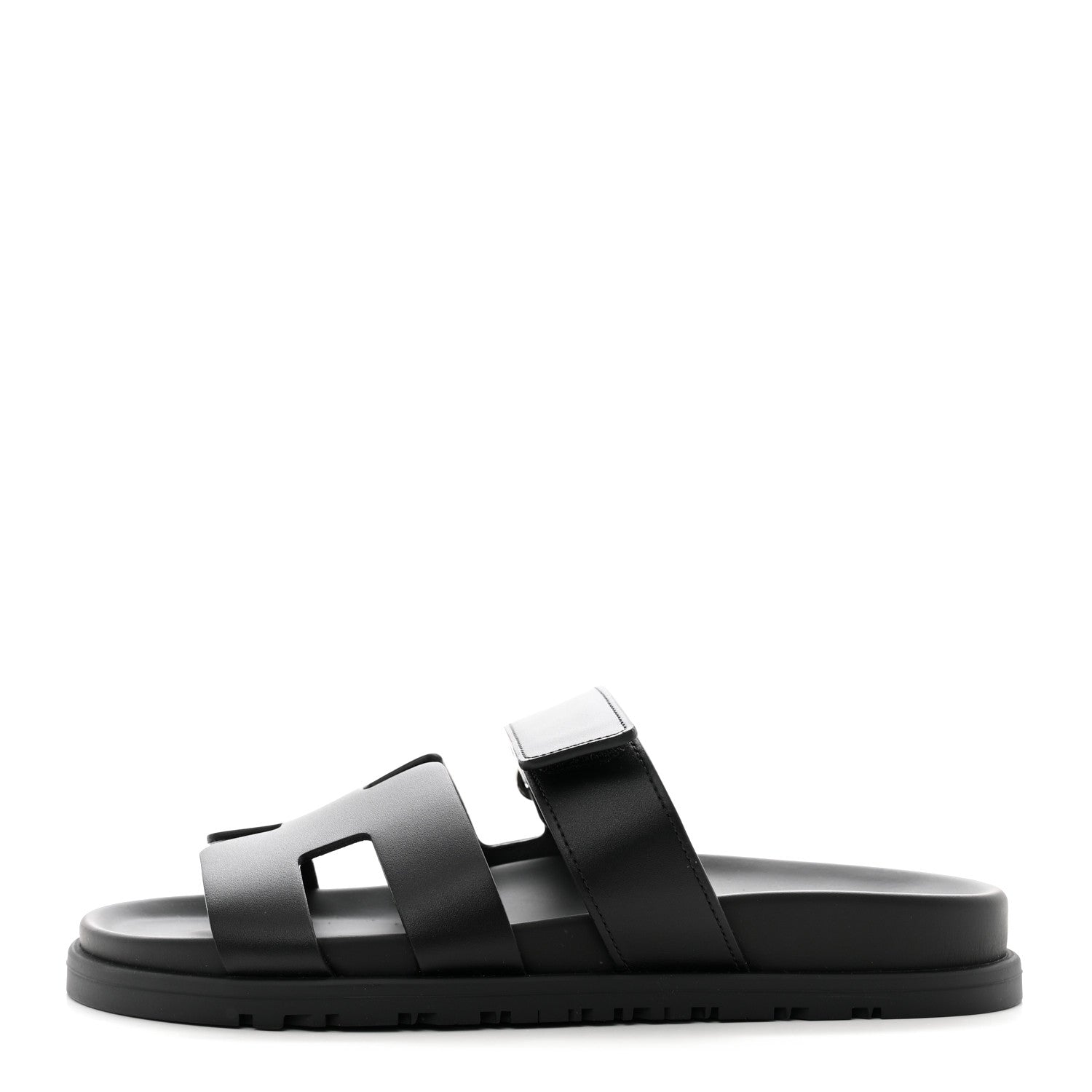 Hermes Calfskin Womens Chypre Sandals 37 Black 1 of 9