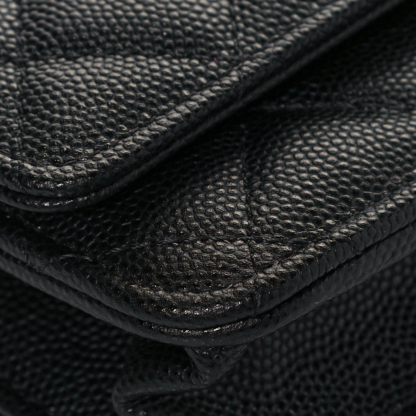 Caviar Quilted Wallet With Charms On Chain WOC Black