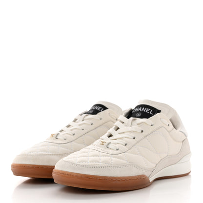 Chanel Suede Calfskin Quilted Sneakers 36.5 White 3 of 9