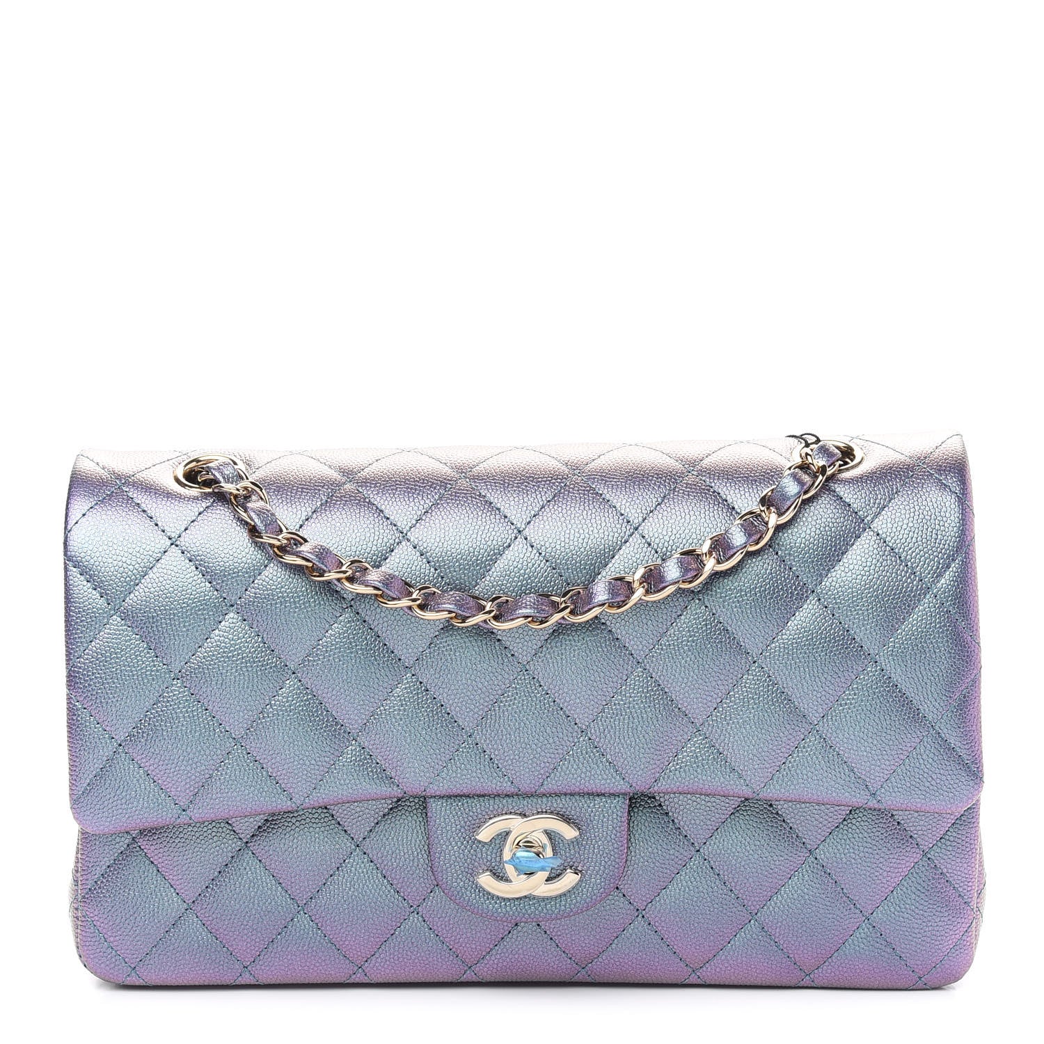 Chanel Iridescent Caviar Quilted Medium Double Flap Dark Blue 1 of 9