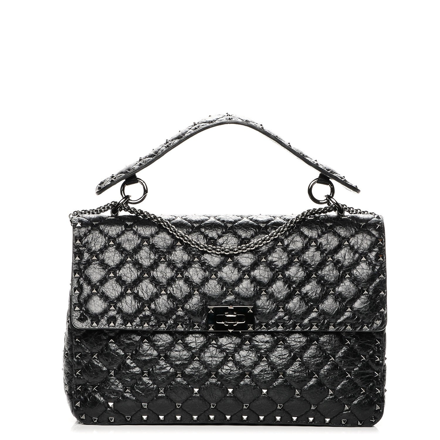 Valentino Garavani Lambskin Large Rockstud Spike Shoulder Bag Black 1 of 6