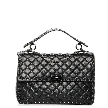 Valentino Garavani Lambskin Large Rockstud Spike Shoulder Bag Black 1 of 6