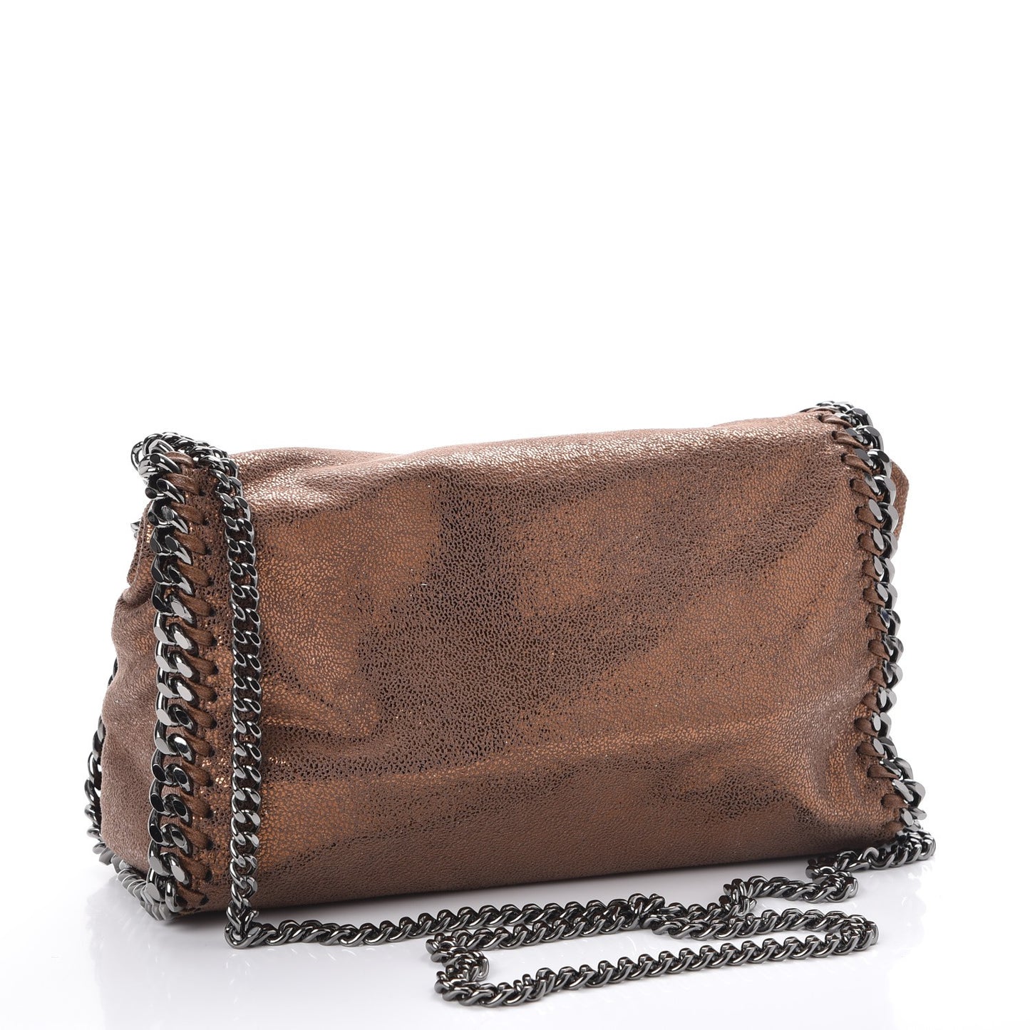 Metallic Shaggy Deer Mini Falabella Fold Over Tote Brown