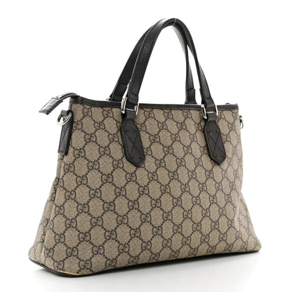Gucci GG Supreme Monogram Small Zippered Tote Dark Brown 2 of 12